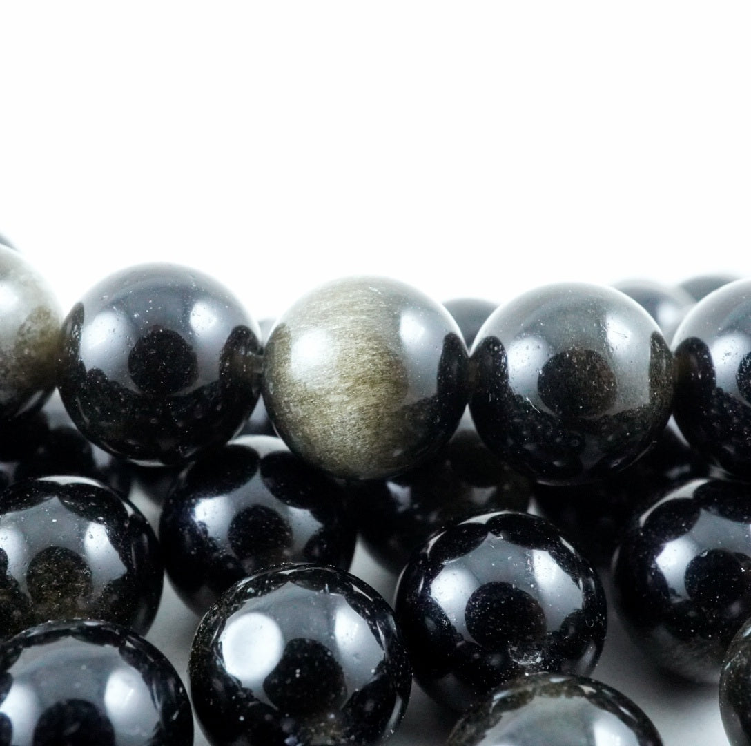 Golden Obsidian (Round)(Smooth)(4mm)(6mm)(8mm)(10mm)(12mm(16"Strand)