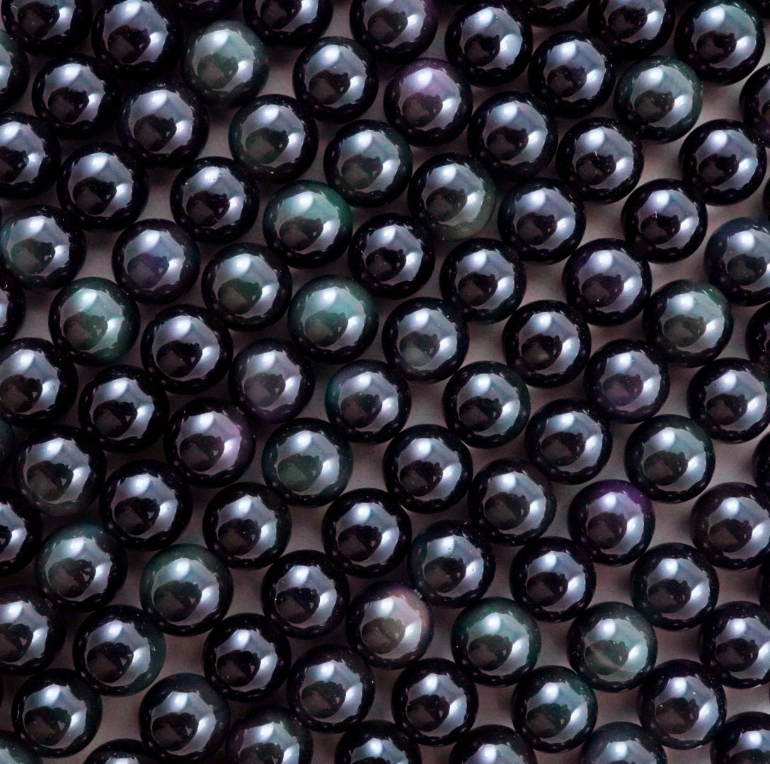 Rainbow Obsidian (Round)(Smooth)(4mm)(6mm)(8mm)(10mm)(12mm)(16"Strand)