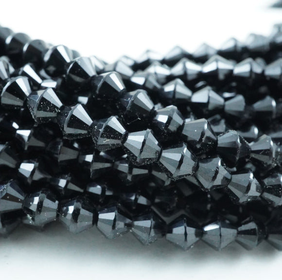 Black Spinel (Bicone)(Micro)(Faceted)(4mm)(15.5