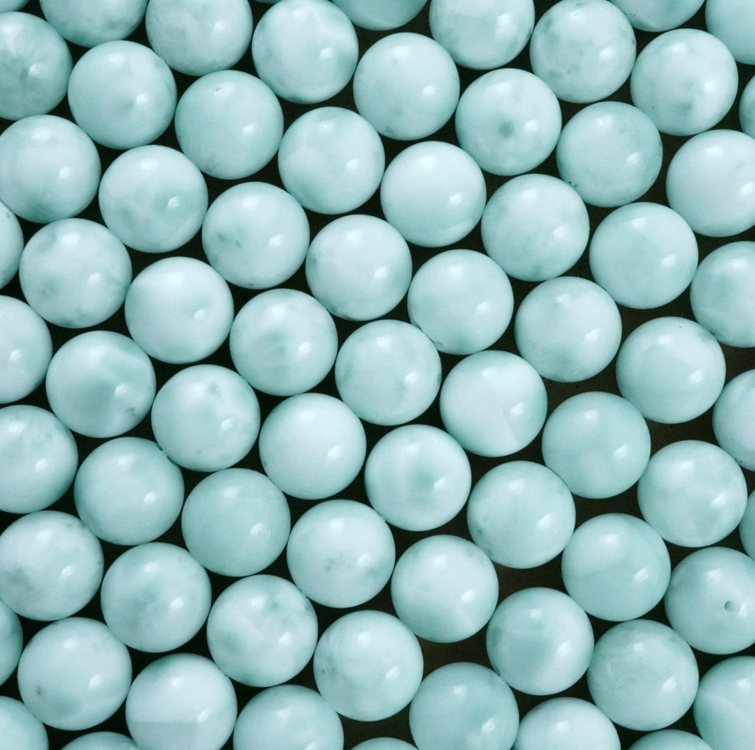 Green Pectolite (Round)(Smooth)(6mm)(8mm)(10mm)(16"Strand)