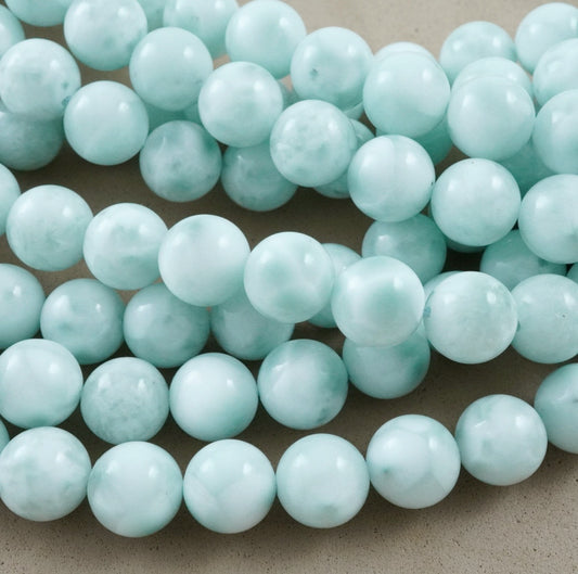 Green Pectolite (Round)(Smooth)(6mm)(8mm)(10mm)(16"Strand)