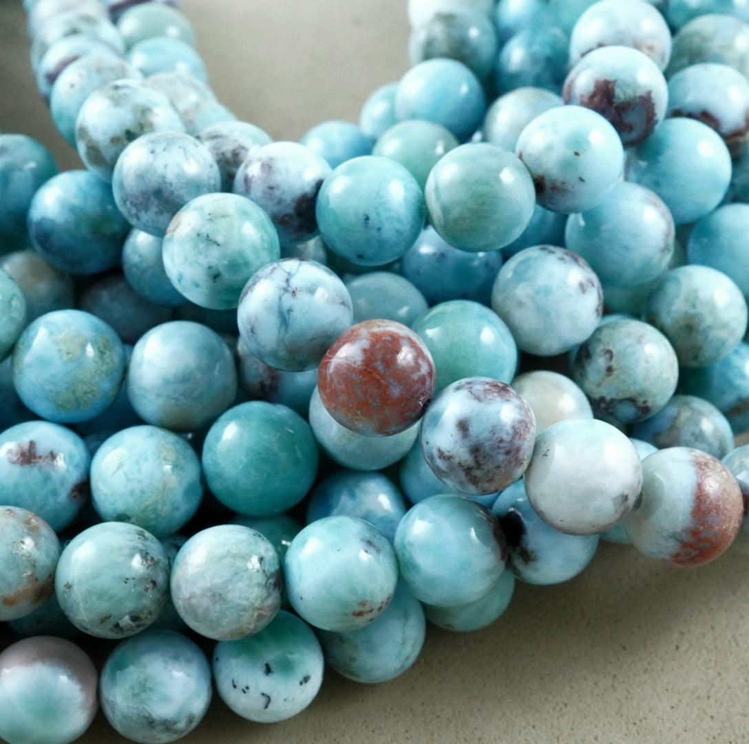 6mm Blue Turquoise / 16 Strand / man-made / smooth round stone