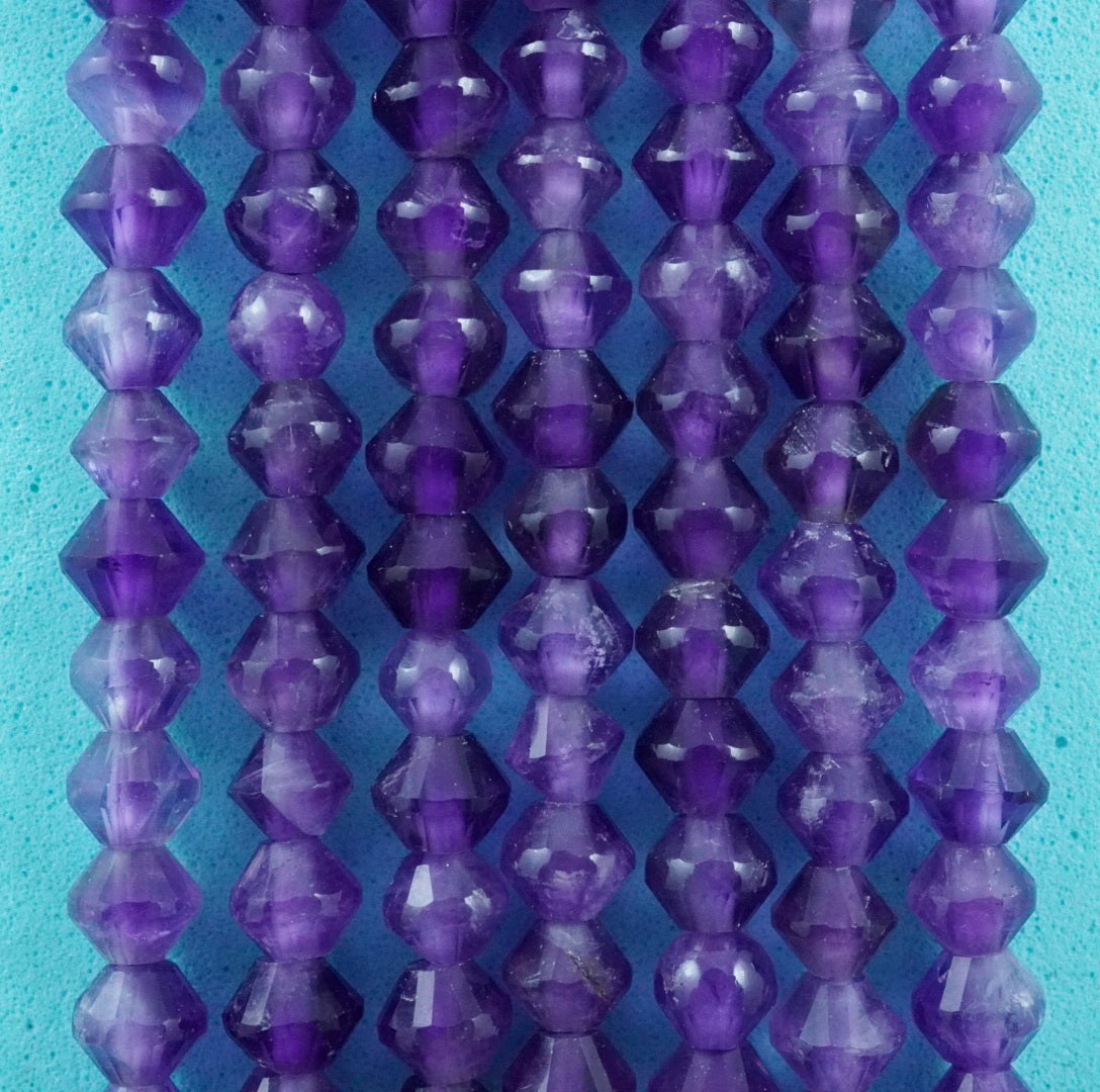 Amethyst (Bicone)(Micro)(Faceted)(4mm)(15.5"Strand)