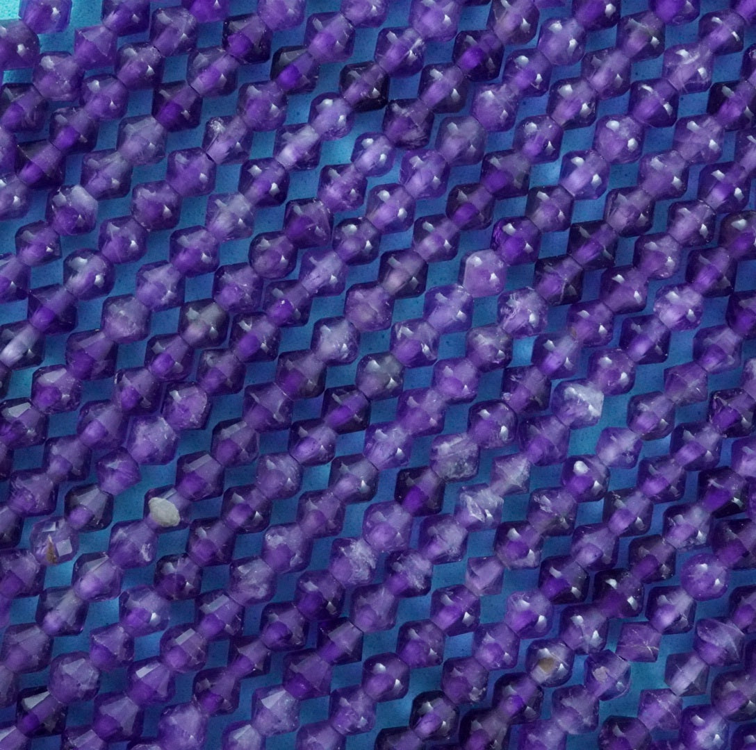 Amethyst (Bicone)(Micro)(Faceted)(4mm)(15.5"Strand)