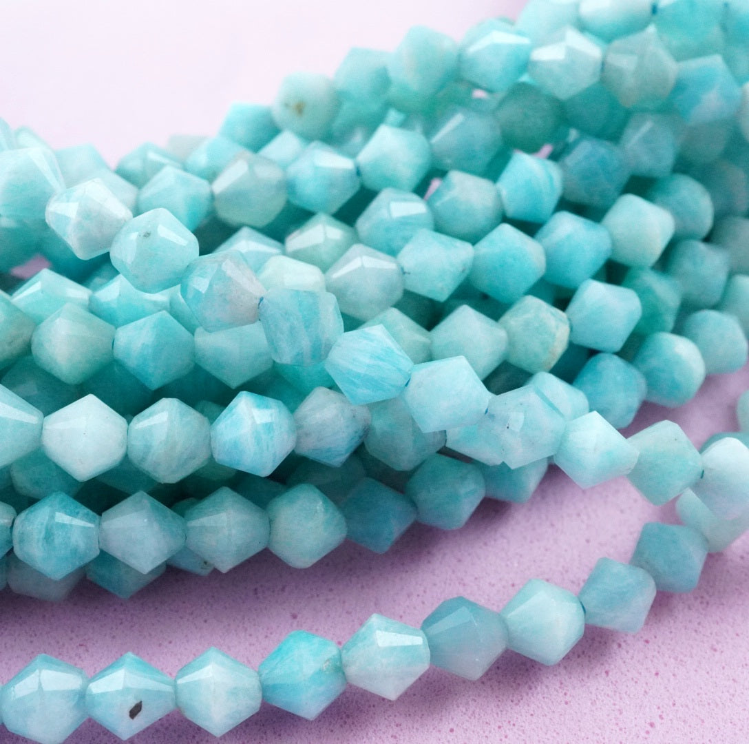 Amazonite (Bicone)(Micro)(Faceted)(4mm)(15.5"Strand)