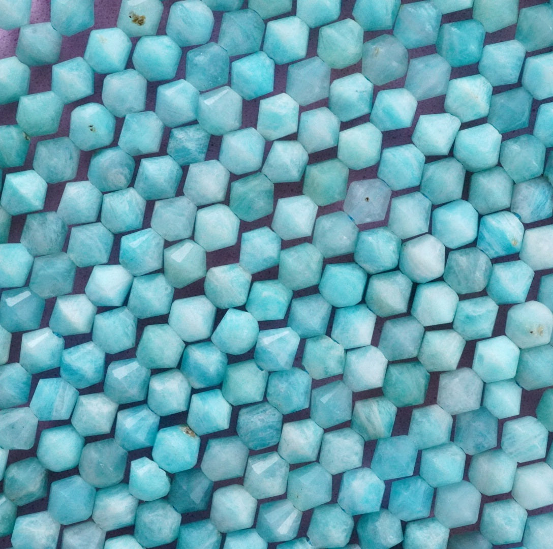 Amazonite (Bicone)(Micro)(Faceted)(4mm)(15.5"Strand)