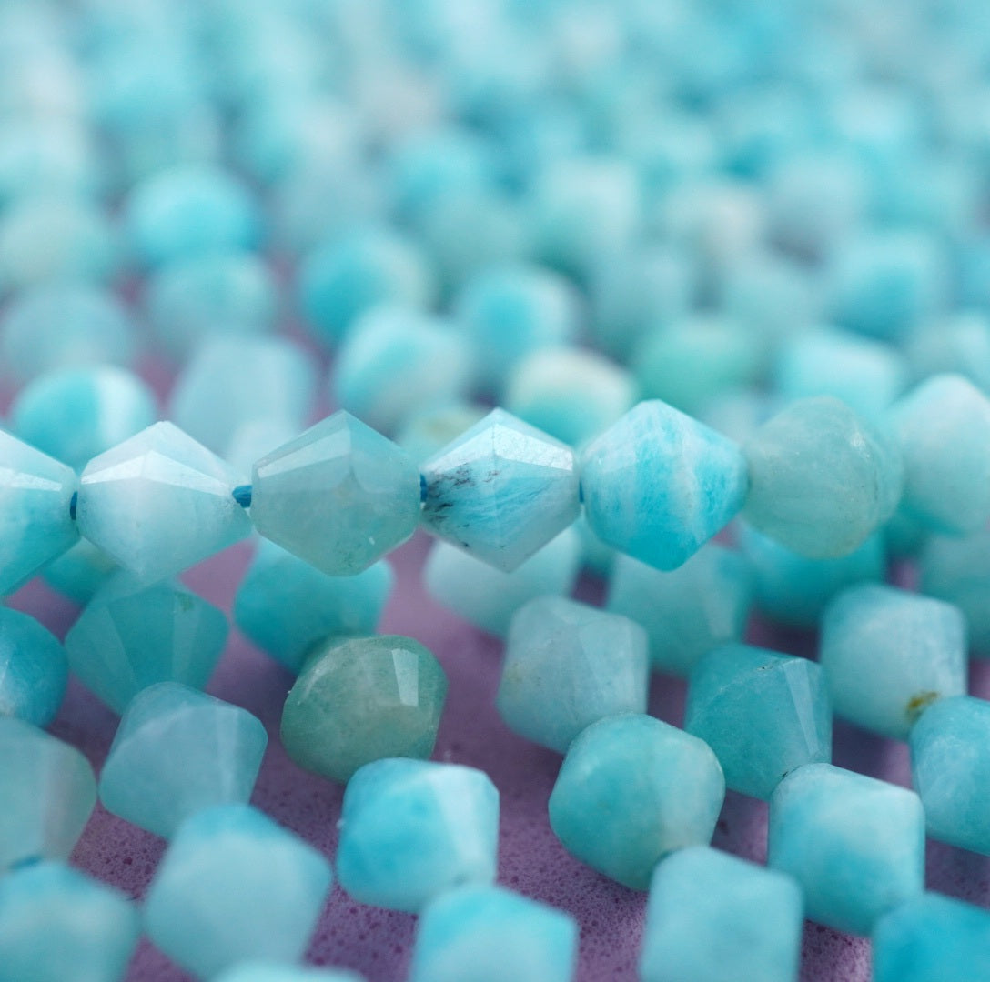 Amazonite (Bicone)(Micro)(Faceted)(4mm)(15.5"Strand)