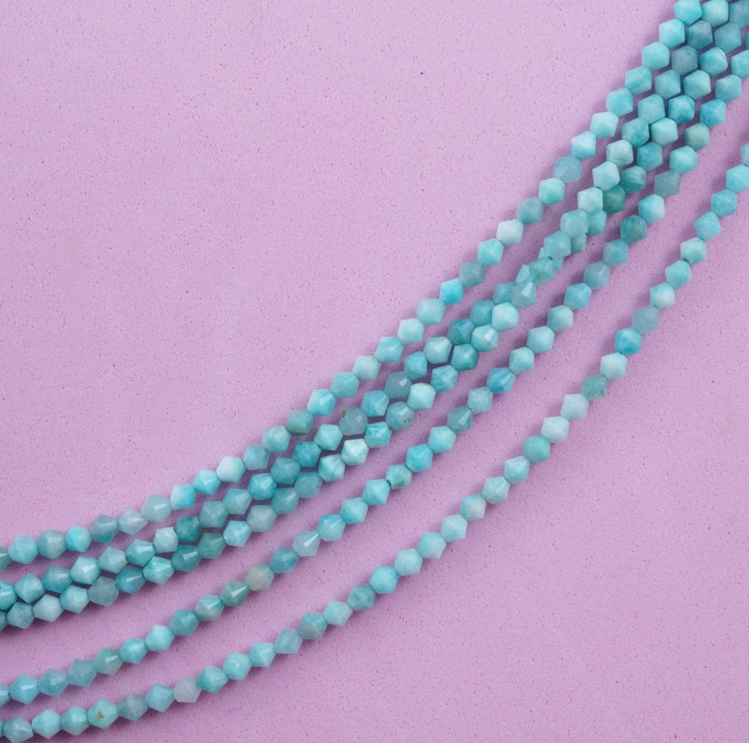 Amazonite (Bicone)(Micro)(Faceted)(4mm)(15.5"Strand)