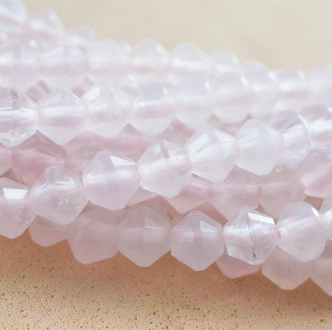 Rose Quartz (Bicone)(Micro)(Faceted)(4mm)(15.5"Strand)