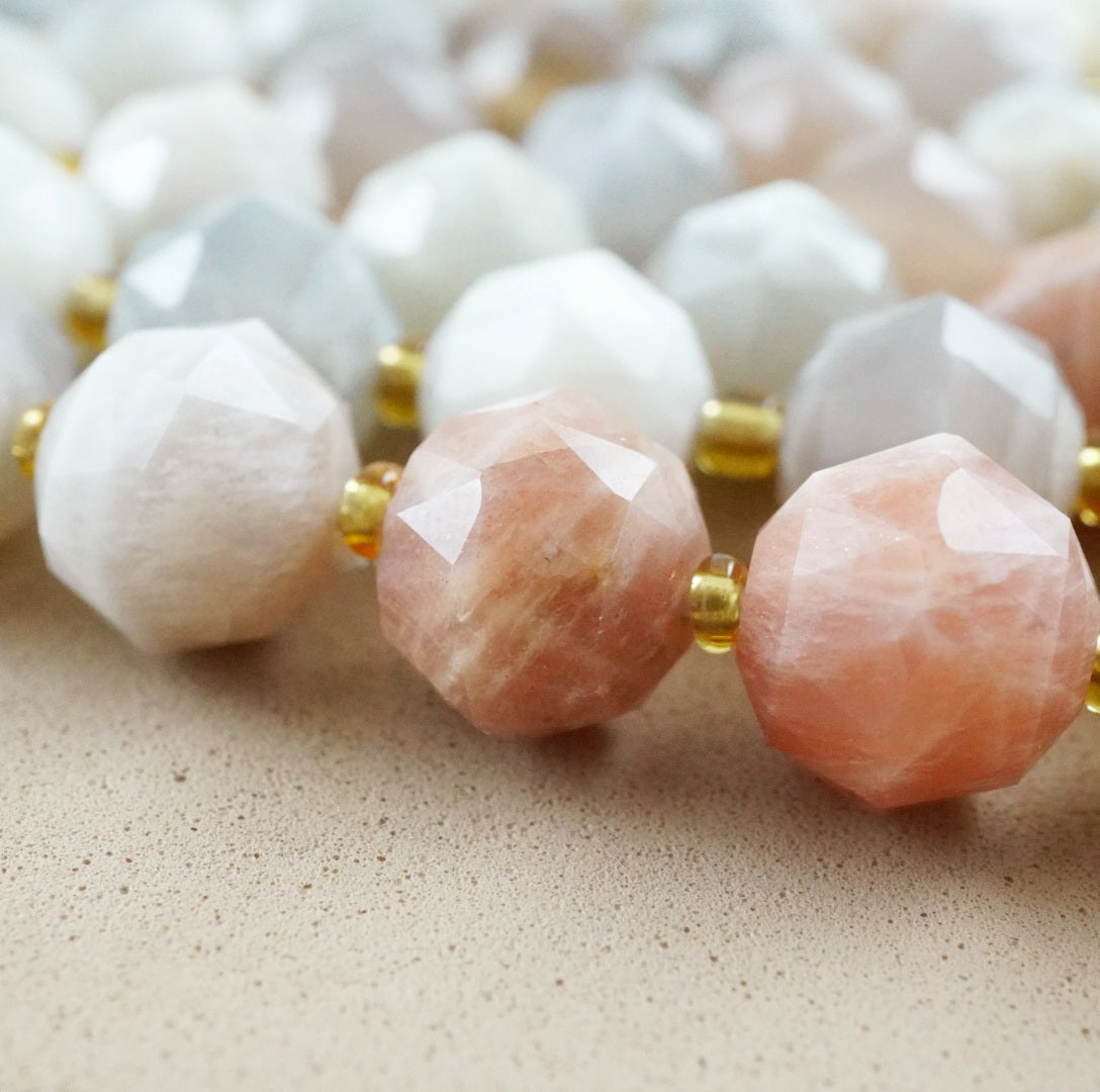 Mix Moonstone (Rondelle)(Triangle-Faceted)(10x8mm)(15.5"Strand)