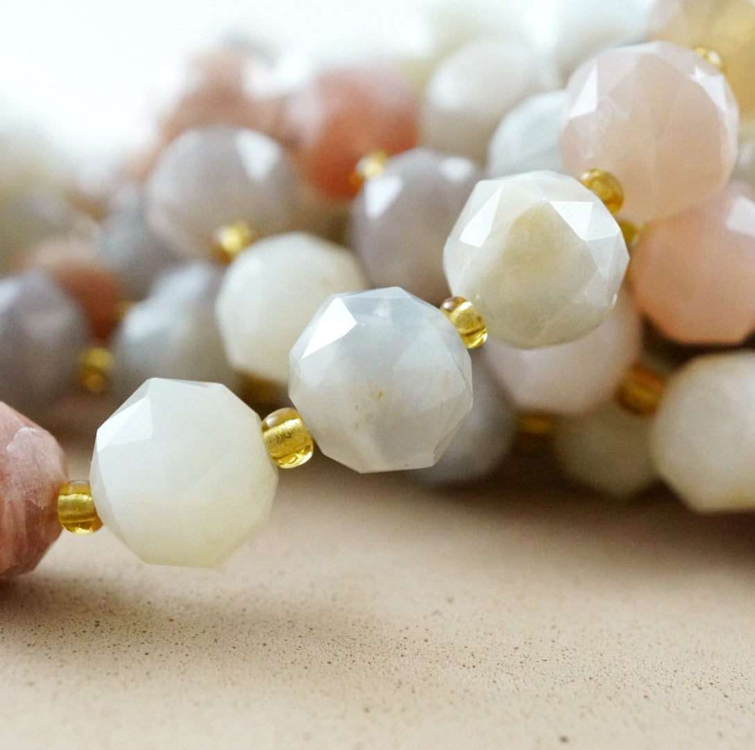 Mix Moonstone (Rondelle)(Triangle-Faceted)(10x8mm)(15.5"Strand)