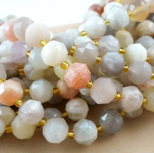 Mix Moonstone (Rondelle)(Triangle-Faceted)(10x8mm)(15.5"Strand)