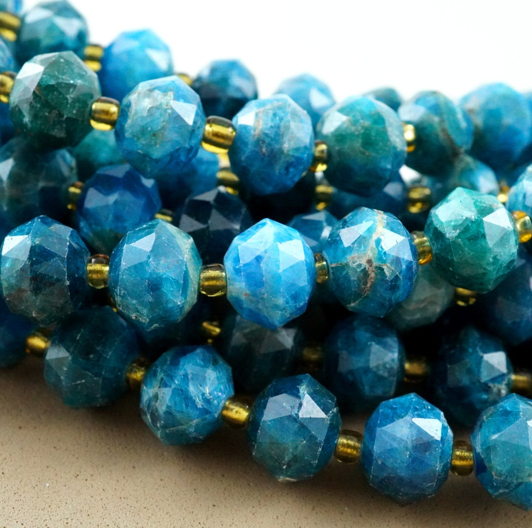 Blue Apatite (Rondelle)(Triangle-Faceted)(10x8mm)(15.5"Strand)