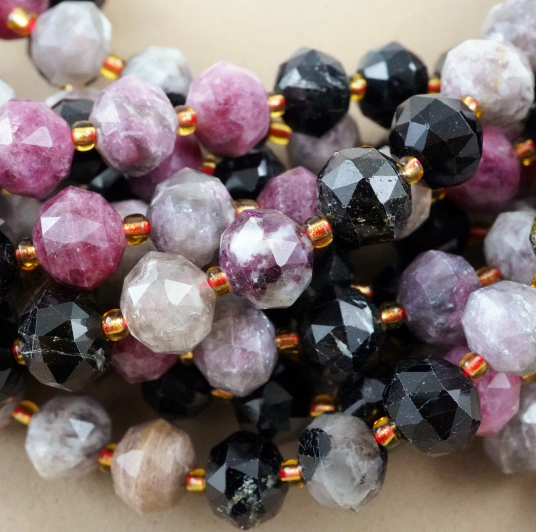 Watermelon Tourmaline (Rondelle)(Triangle-Faceted)(10x8mm)(15.5"Strand)