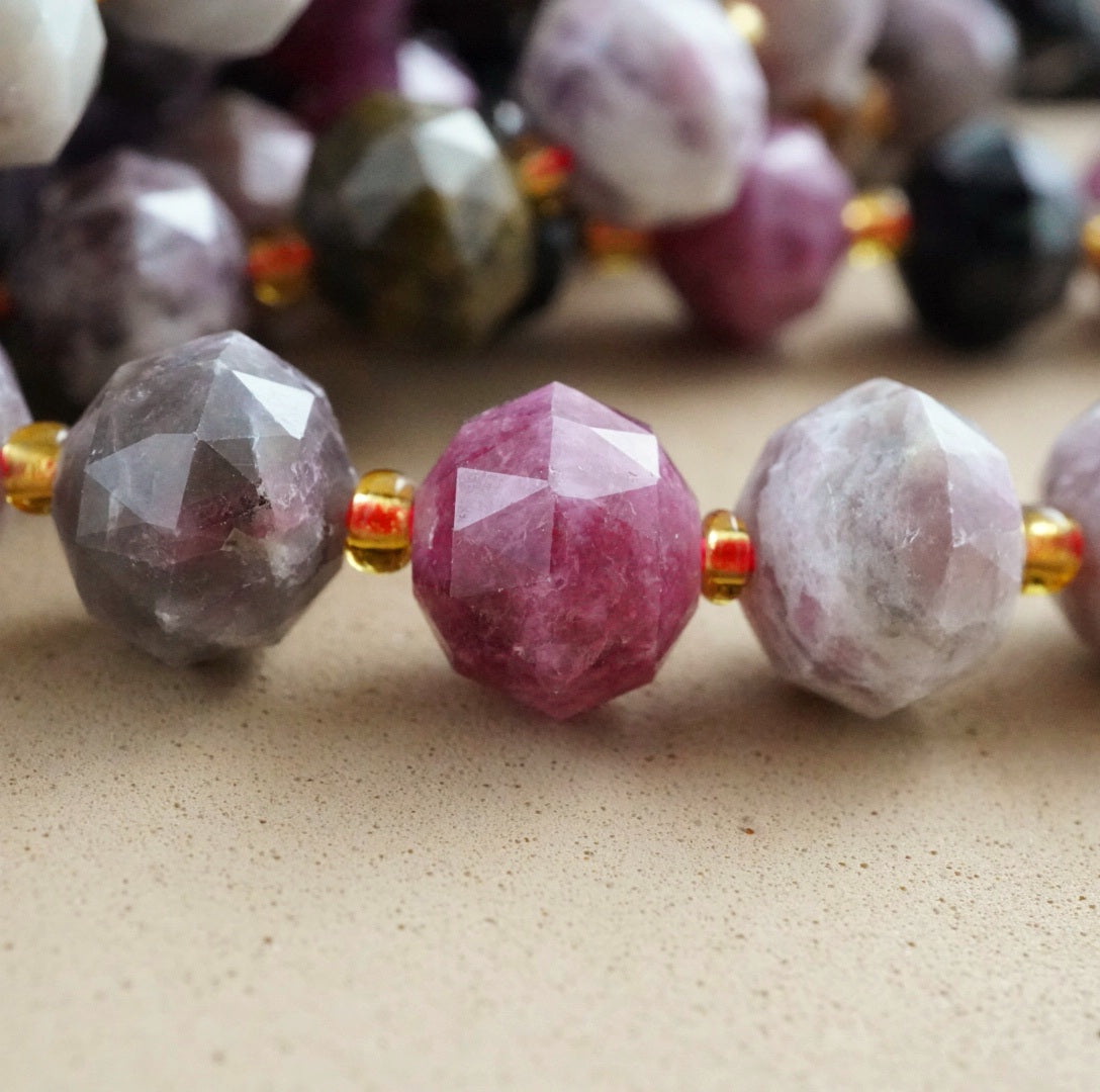 Watermelon Tourmaline (Rondelle)(Triangle-Faceted)(10x8mm)(15.5"Strand)