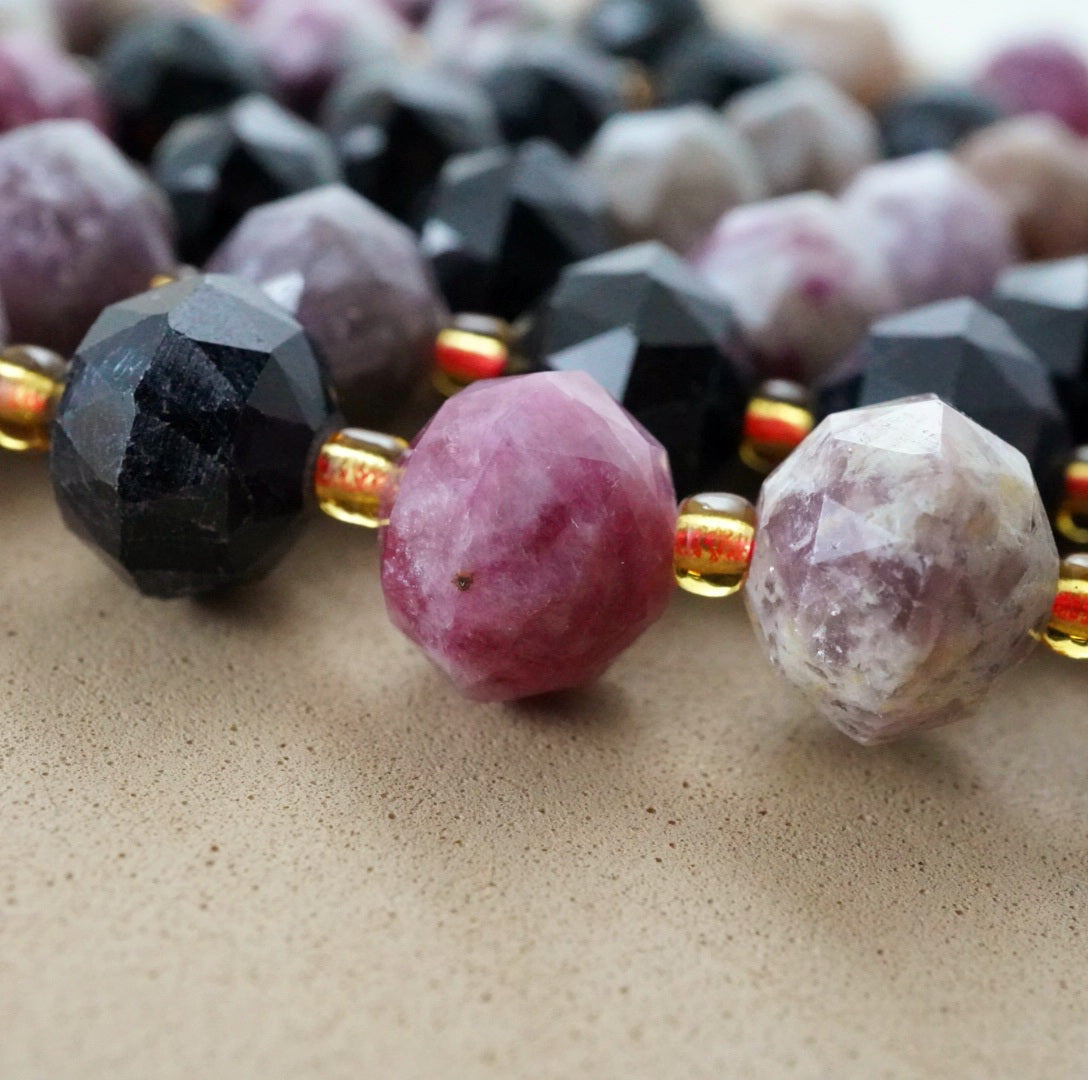 Watermelon Tourmaline (Rondelle)(Triangle-Faceted)(10x8mm)(15.5"Strand)