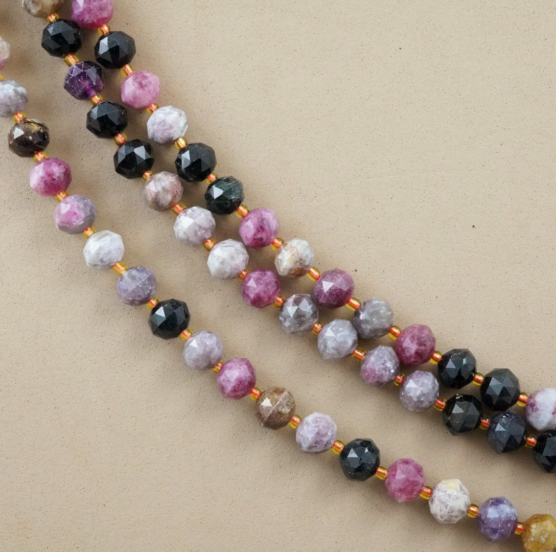 Watermelon Tourmaline (Rondelle)(Triangle-Faceted)(10x8mm)(15.5"Strand)