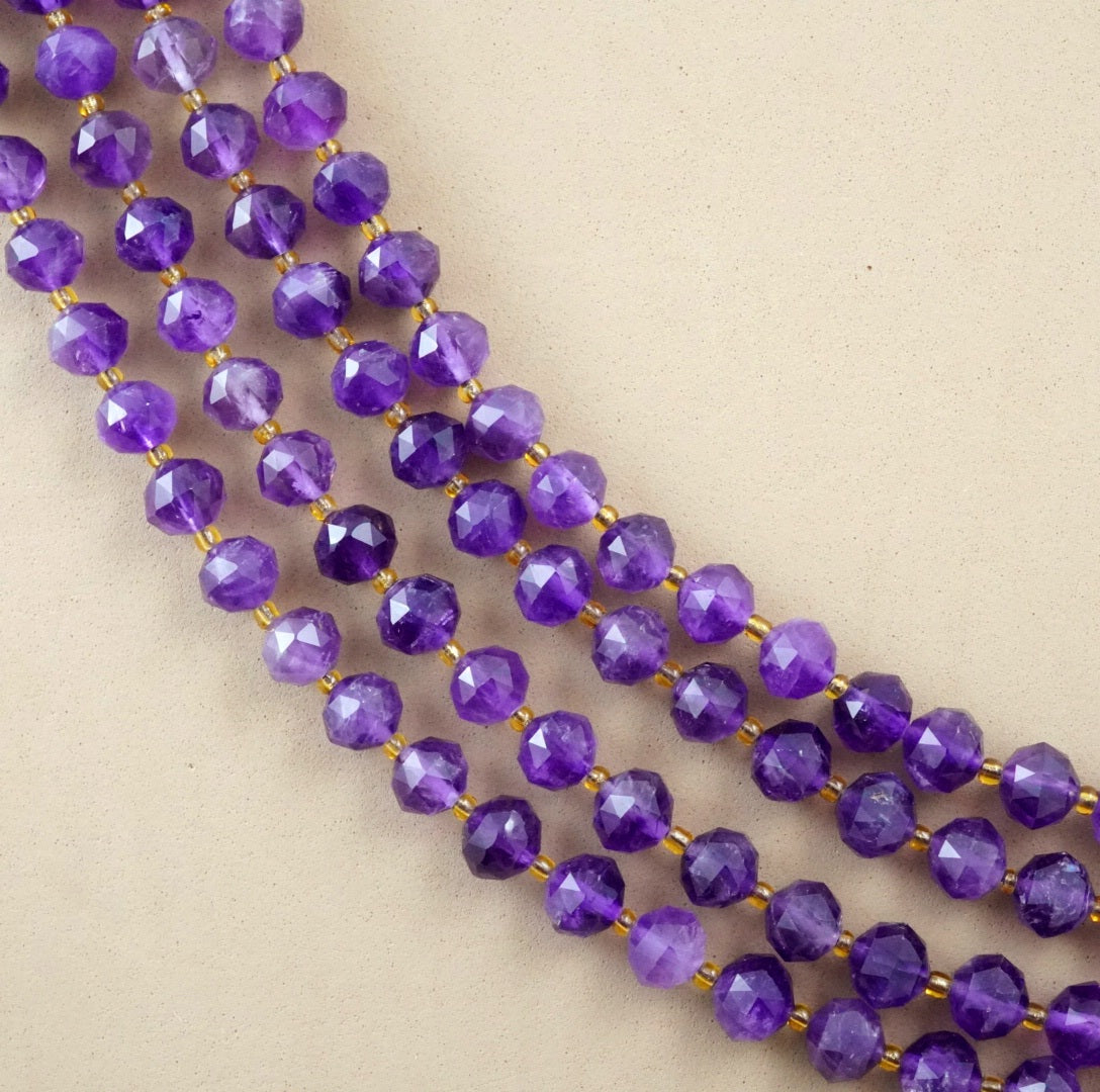 Amethyst (Rondelle)(Triangle-Faceted)(10x8mm)(15.5"Strand)