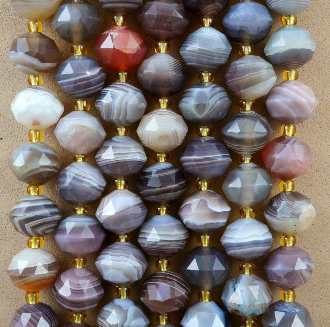 Botswana Agate (Rondelle)(Triangle-Faceted)(10x8mm)(15.5"Strand)