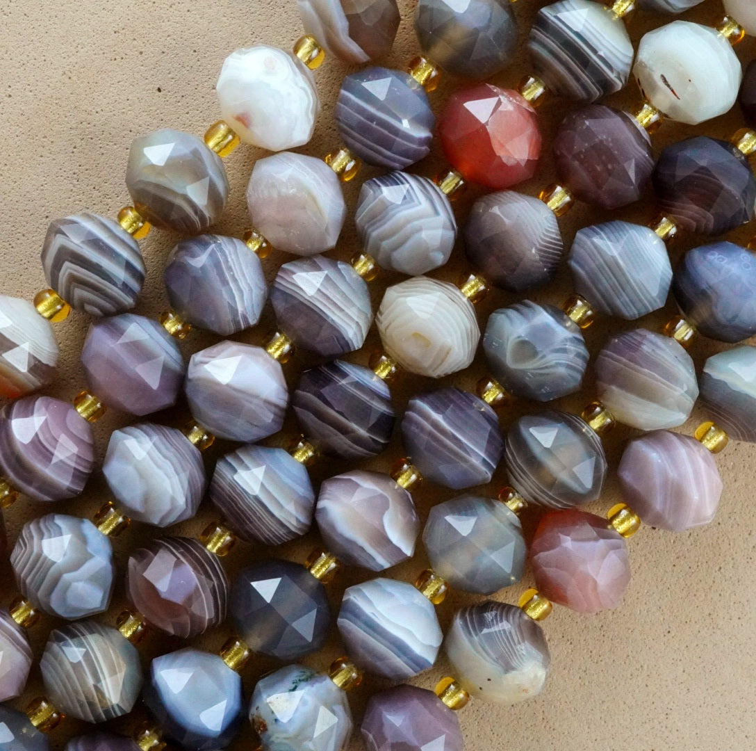 Botswana Agate (Rondelle)(Triangle-Faceted)(10x8mm)(15.5"Strand)