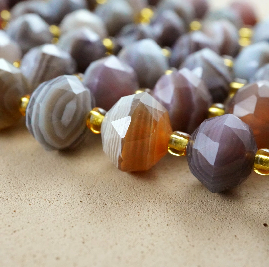 Botswana Agate (Rondelle)(Triangle-Faceted)(10x8mm)(15.5"Strand)