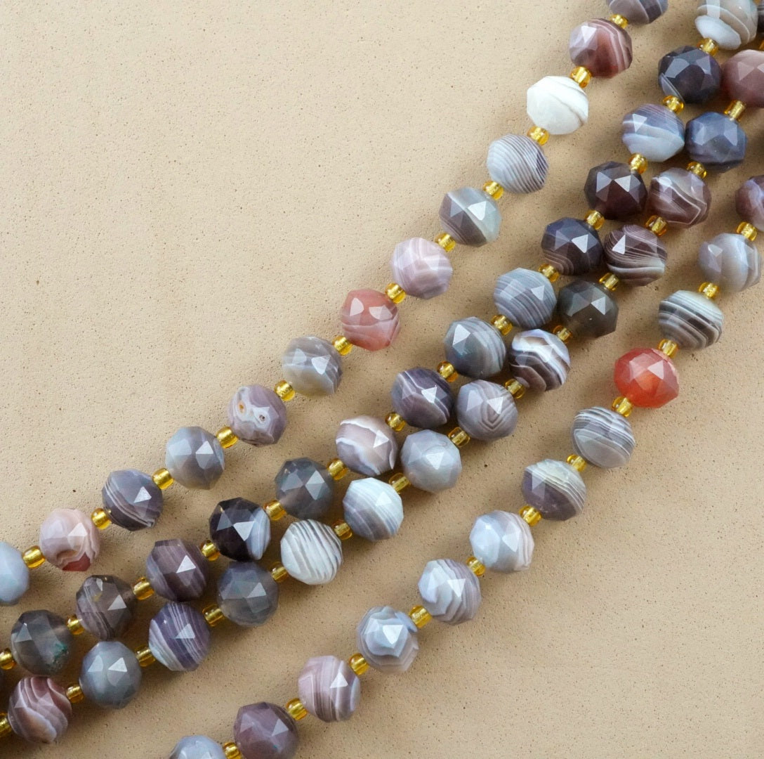 Botswana Agate (Rondelle)(Triangle-Faceted)(10x8mm)(15.5"Strand)