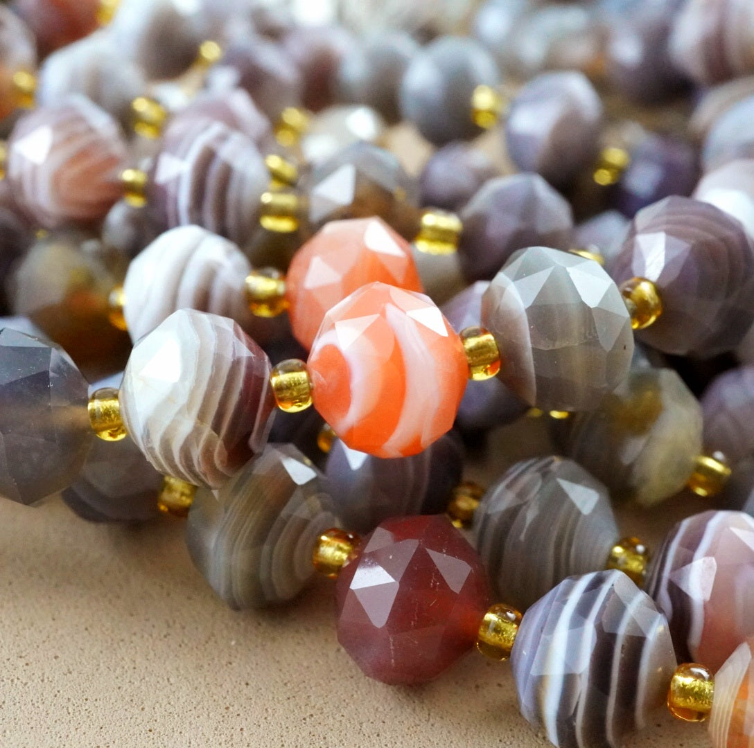 Botswana Agate (Rondelle)(Triangle-Faceted)(10x8mm)(15.5"Strand)