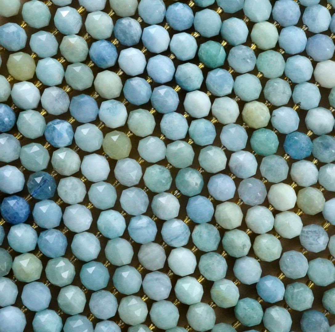 Aquamarine (Rondelle)(Triangle-Faceted)(10x8mm)(15.5"Strand)