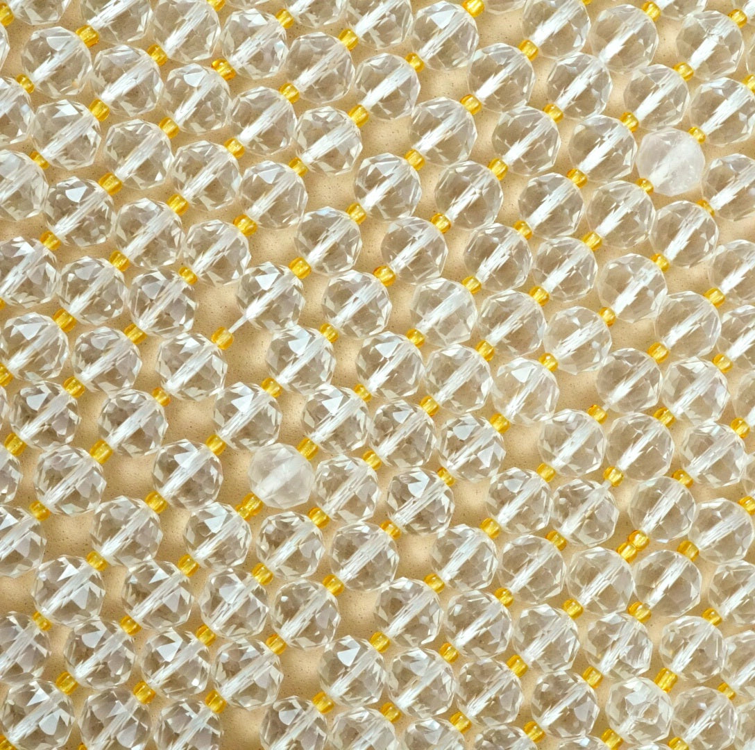 Quartz (Rondelle)(Triangle-Faceted)(10x8mm)(15.5"Strand)