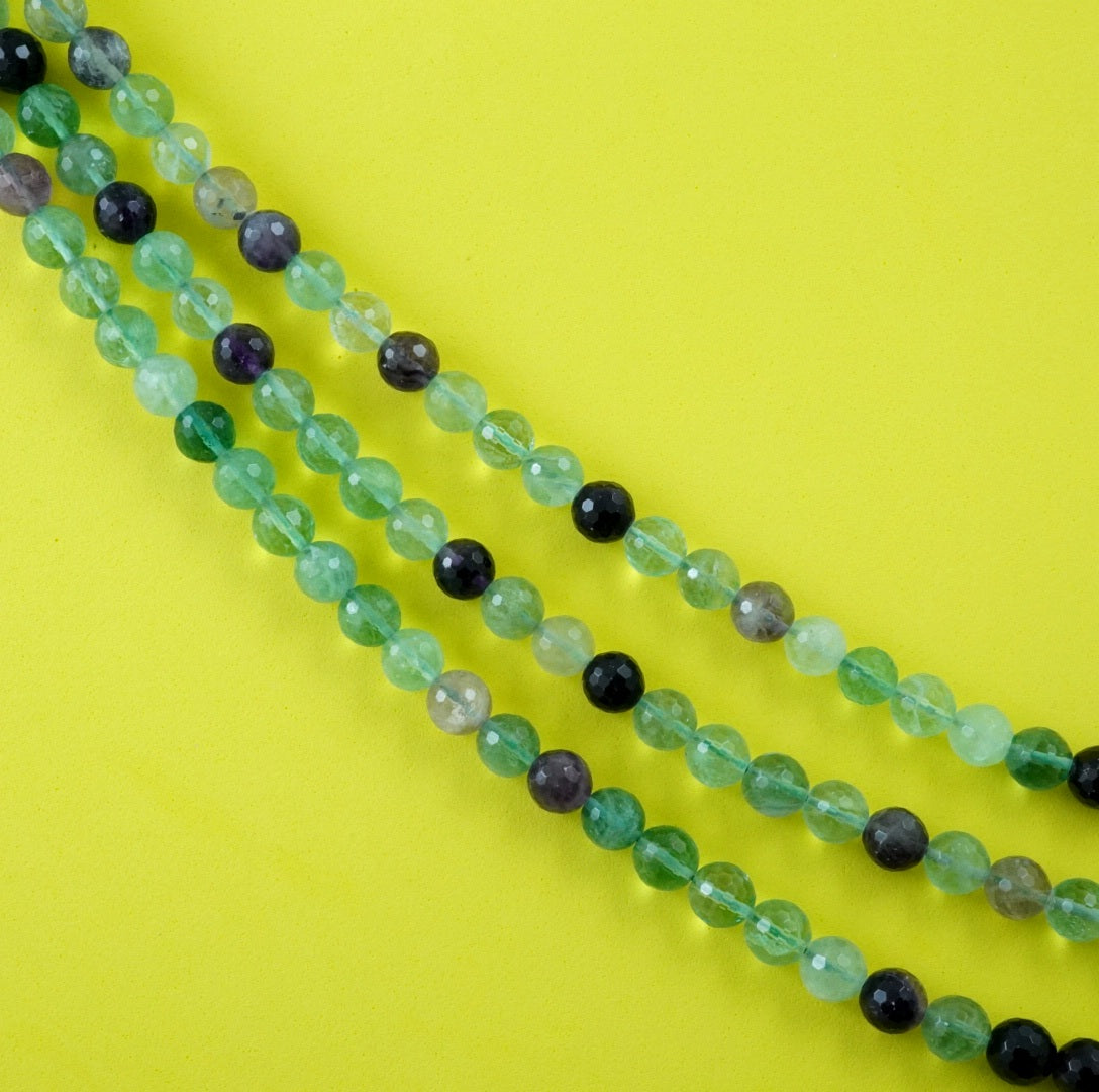 Rainbow Fluorite (Round)(Faceted)(4mm)(6mm)(8mm)(10mm)(16"Strand)