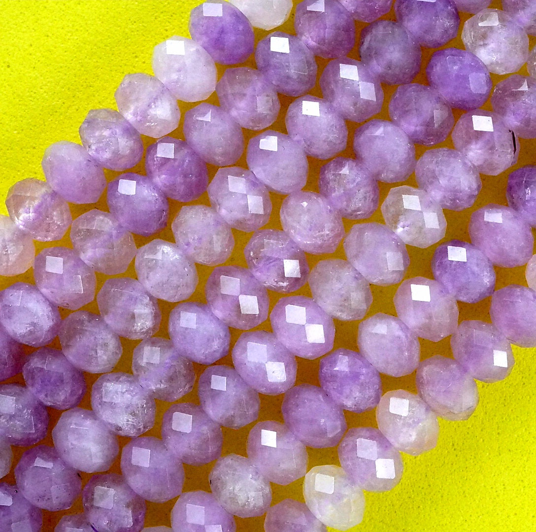 Lavender Amethyst (Rondelle)(Faceted)(6x4mm)(15.5"Strand)