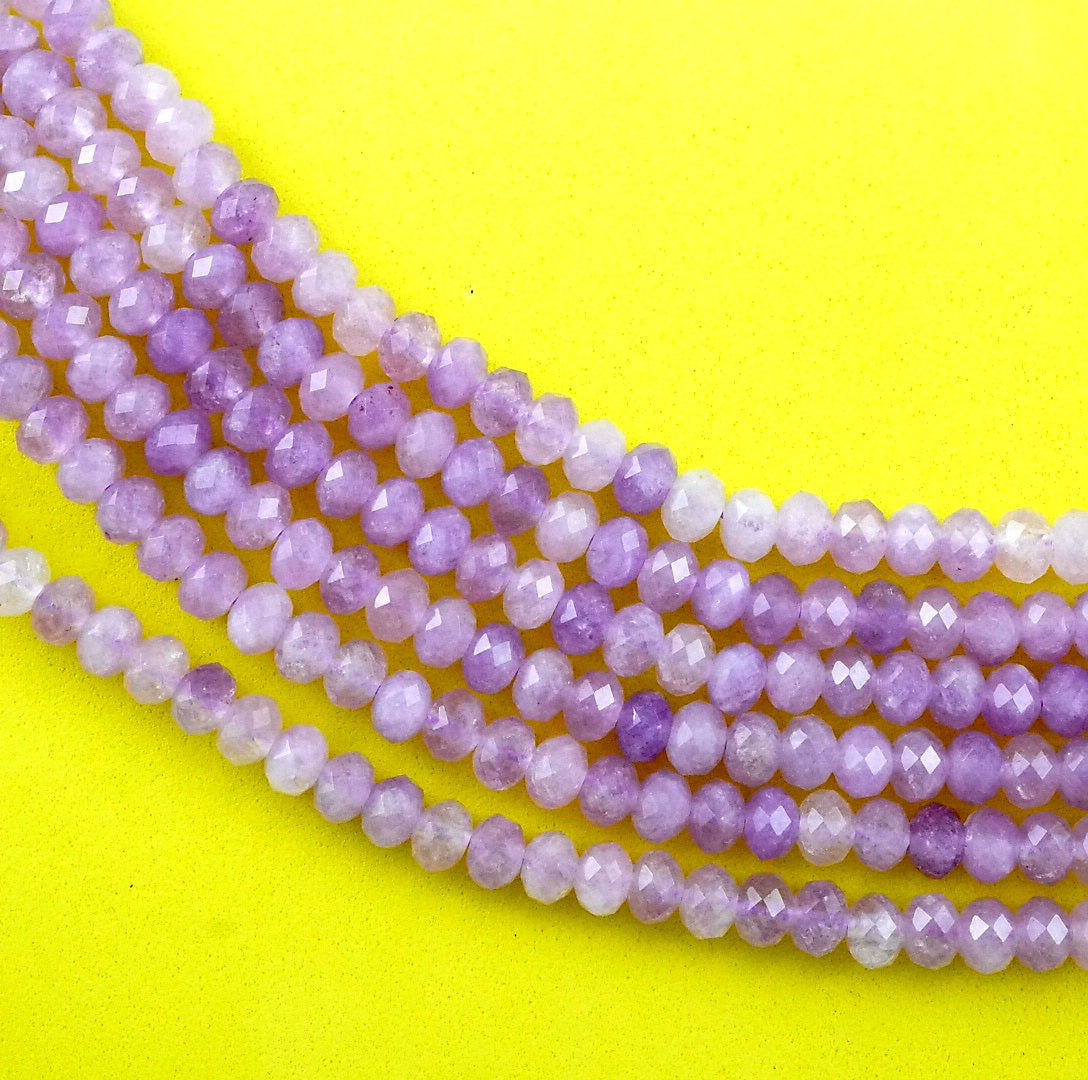 Lavender Amethyst (Rondelle)(Faceted)(6x4mm)(15.5"Strand)