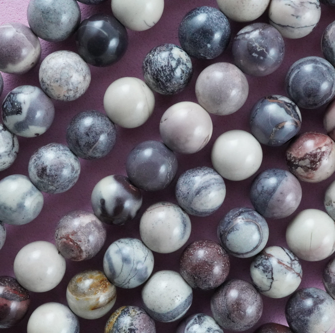Porcelain Jasper (Round)(Smooth)(4mm)(6mm)(8mm)(10mm)(16"Strand)