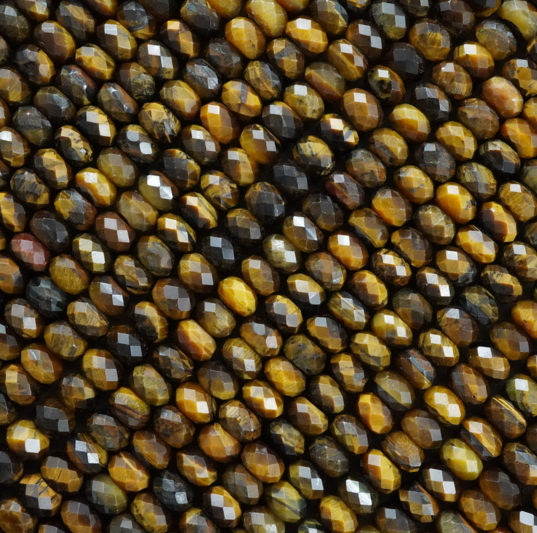 Tiger Eye (Rondelle)(Faceted)(6x4mm)(15.5"Strand)