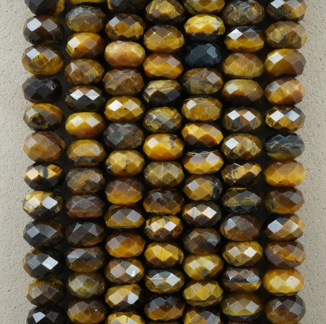 Tiger Eye (Rondelle)(Faceted)(6x4mm)(15.5"Strand)