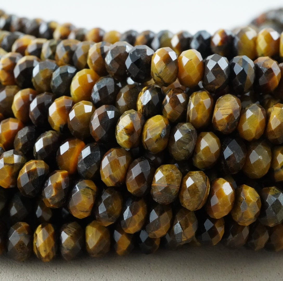Tiger Eye (Rondelle)(Faceted)(6x4mm)(15.5"Strand)