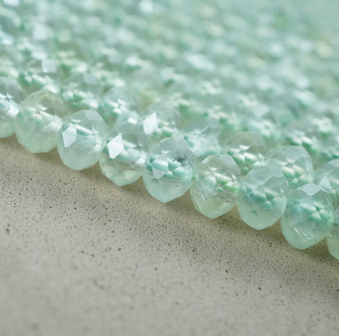 Prehnite (Rondelle)(Faceted)(6x4mm)(15.5"Strand)