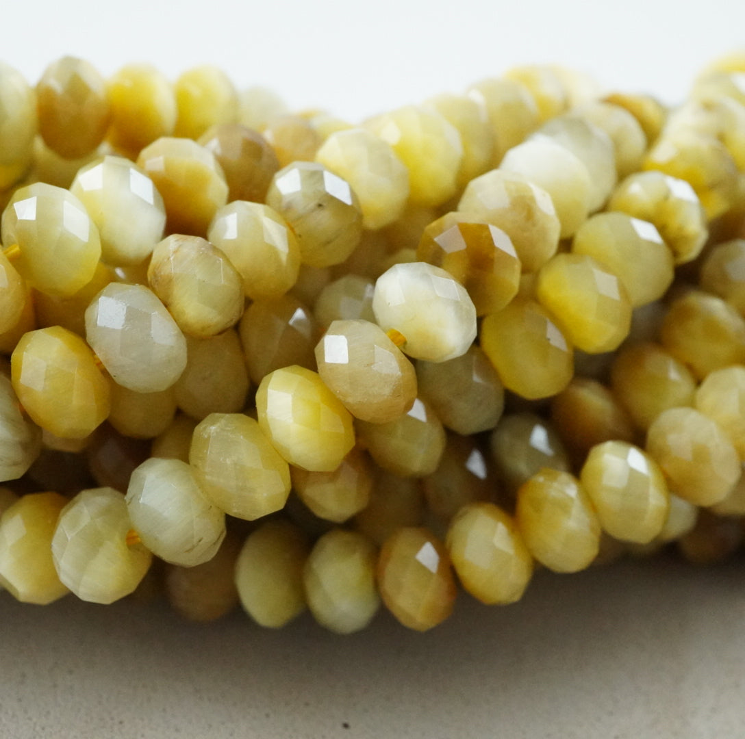 Golden Tiger Eye (Rondelle)(Faceted)(6x4mm)(15.5"Strand)