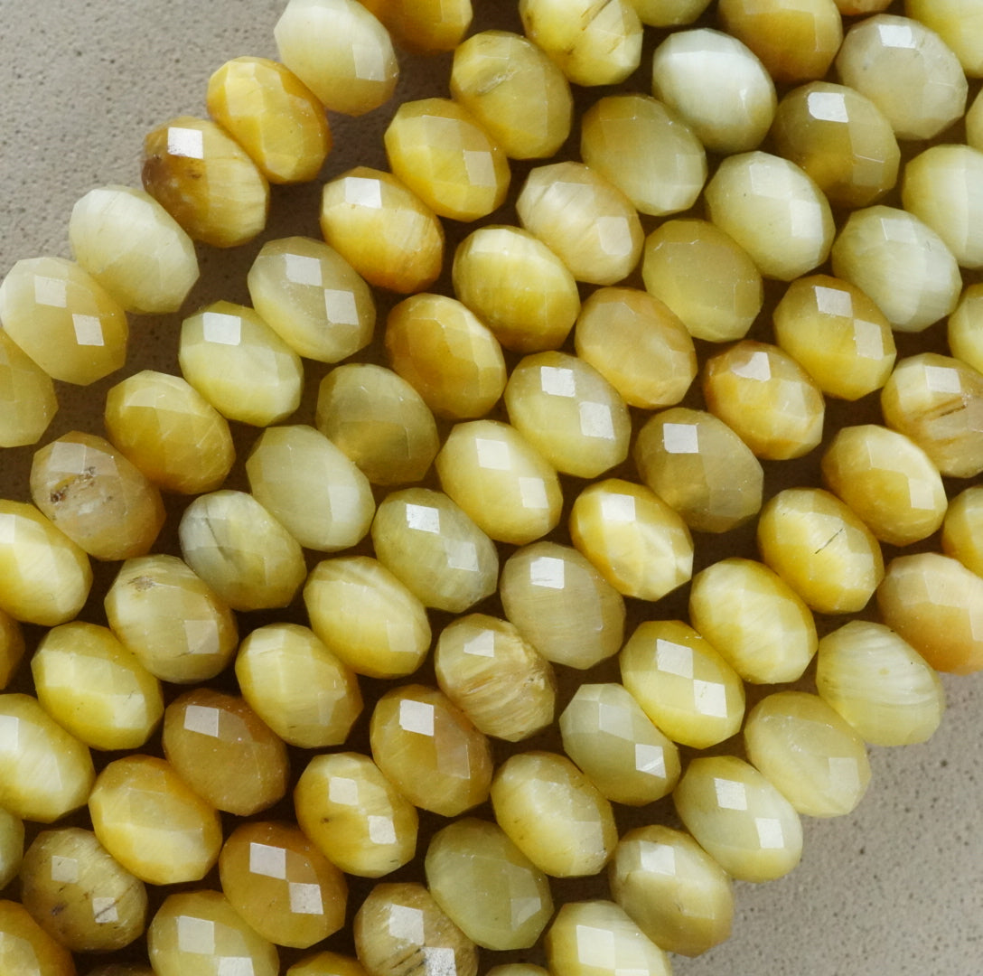 Golden Tiger Eye (Rondelle)(Faceted)(6x4mm)(15.5"Strand)