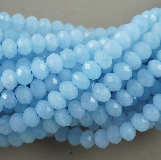 Aquamarine (Rondelle)(Faceted)(6x4mm)(15.5"Strand)