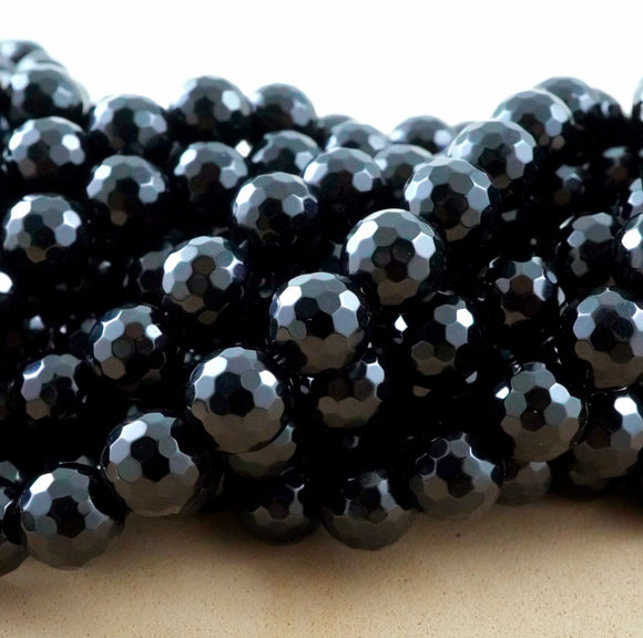 Black Onyx (Round)(Faceted)(4mm)(6mm)(8mm)(10mm)(12mm)(16