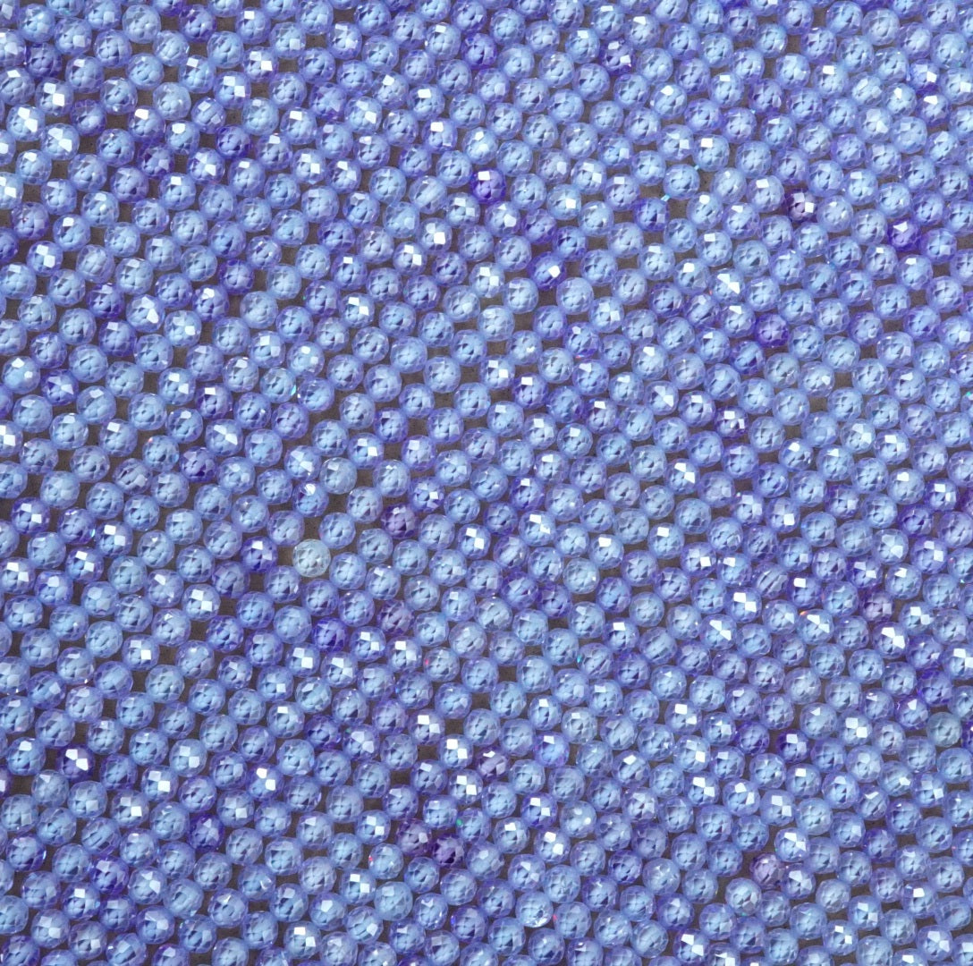Cubic Zirconia (Round)(Micro)(Faceted)(Lavender)(Dyed)(2mm)(4mm)(16"Strand)