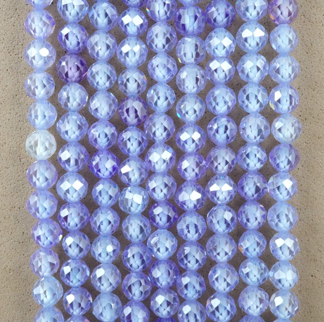 Cubic Zirconia (Round)(Micro)(Faceted)(Lavender)(Dyed)(2mm)(4mm)(16"Strand)