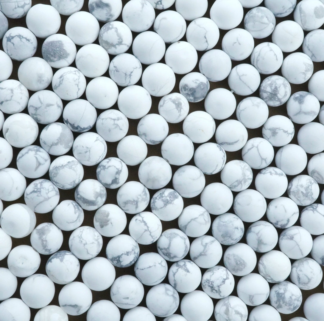 Howlite (Round)(Matte)(4mm)(6mm)(8mm)(10mm)(12mm)(16"Strand)