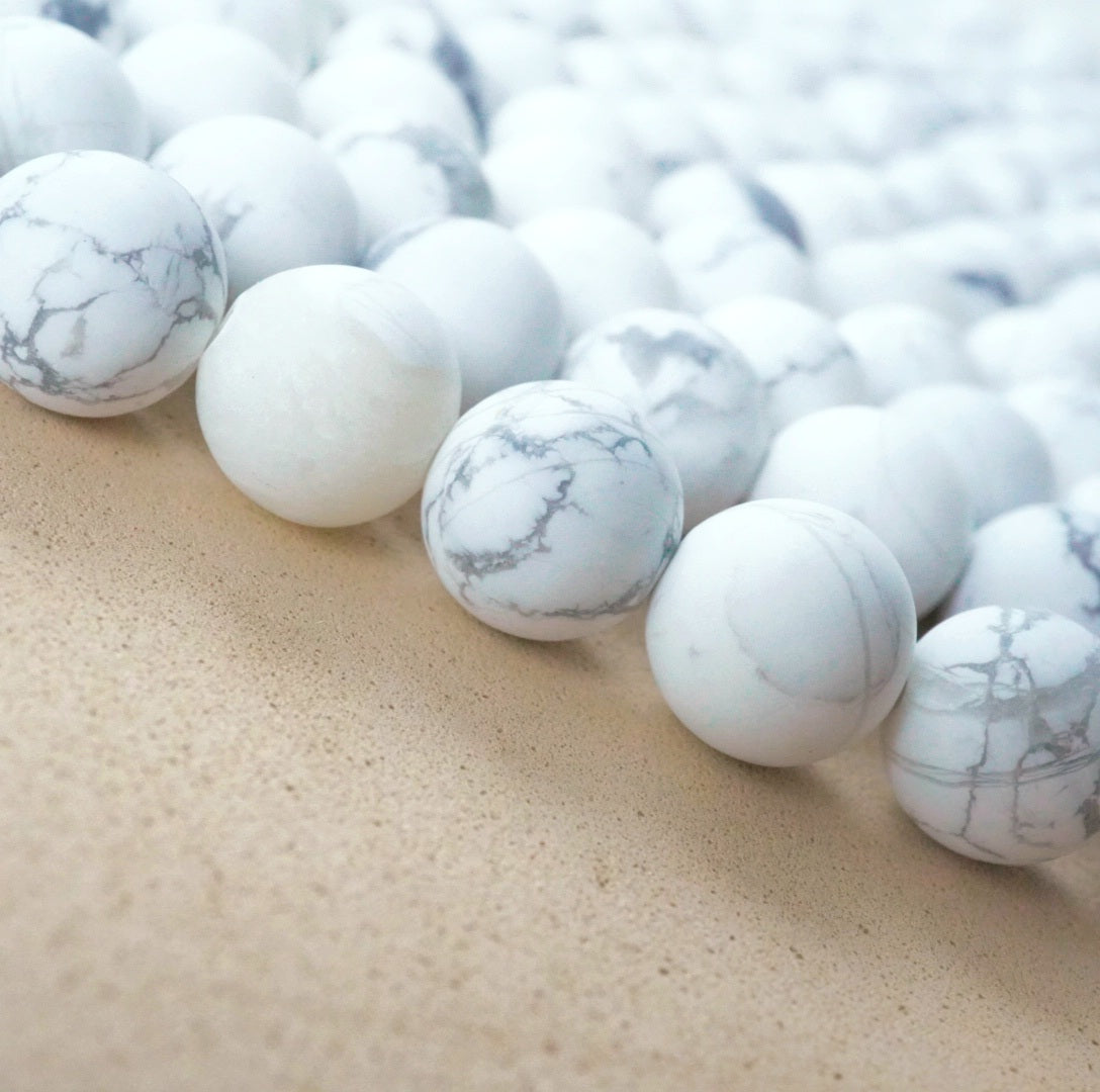 Howlite (Round)(Matte)(4mm)(6mm)(8mm)(10mm)(12mm)(16"Strand)