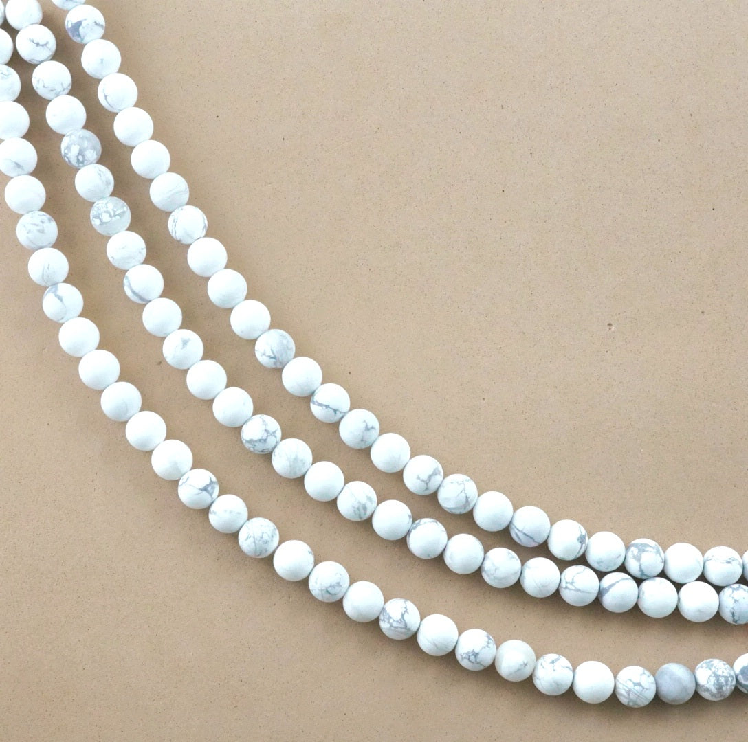 Howlite (Round)(Matte)(4mm)(6mm)(8mm)(10mm)(12mm)(16"Strand)