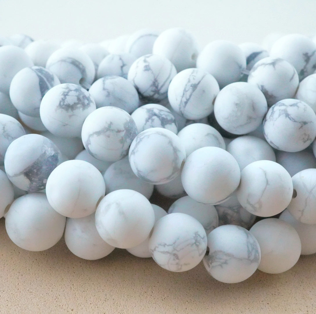 Howlite (Round)(Matte)(4mm)(6mm)(8mm)(10mm)(12mm)(16"Strand)