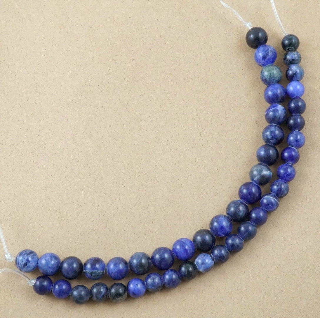 Sodalite (Large Hole)(Round)(Smooth)(8mm)(10mm)(8"Strand)