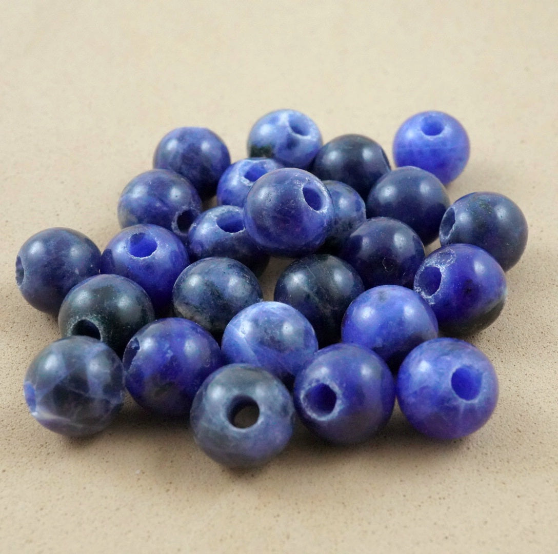 Sodalite (Large Hole)(Round)(Smooth)(8mm)(10mm)(8"Strand)