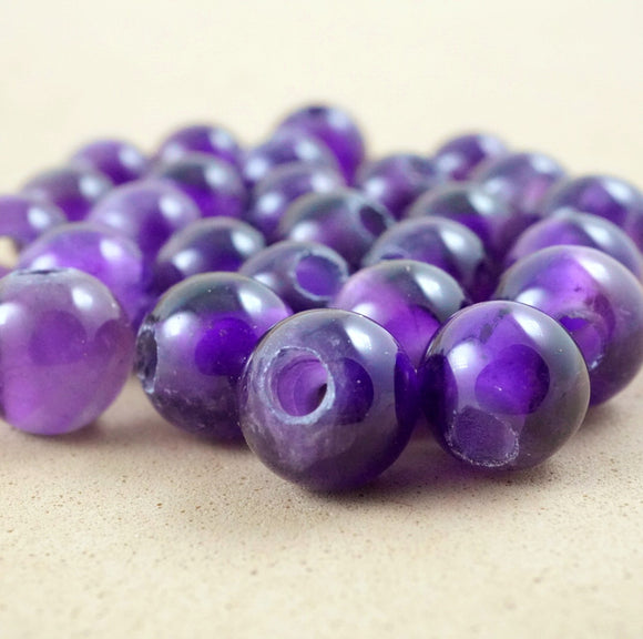 Amethyst (Large Hole)(Round)(Smooth)(8mm)(10mm)(8